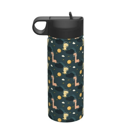 

Uemuo Dinosaur In The Space Print 18oz Sports Insulated Kettle Water Bottle Outdoor Sports Bottle Insulated Hydration Bottle with Handle & Flip Straw