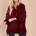 thumbnail image 6 of Towmus Women's Oversized Sweatshirt Casual Long Sleeve Button Henley Neck Pullover Sweatshirts for Women Light Patchwork Shirts, 6 of 7