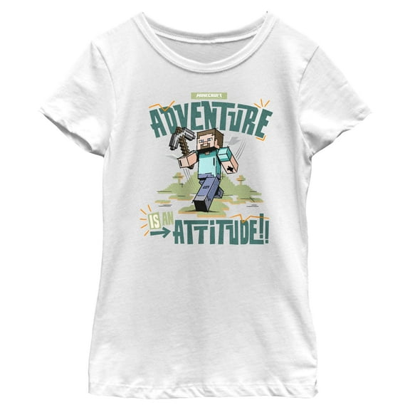 Girls Minecraft Classic Steve Adventure Is an Attitude T Shirt