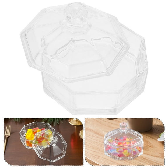 PBPBOX Covered Candy Bowl Clear Glass Jar for Nuts Fruits and Seasonings