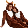thumbnail image 3 of CVBCOS Adult Reindeer Unisex Christmas Costume Onesie Pajamas-Plush One Piece Cosplay Suit for Women and Men, 3 of 7