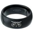 thumbnail image 2 of Tungsten Owl Wide Open Eyes Staring Band Ring 8mm Men Women Comfort Fit Black Dome Polished, 2 of 4