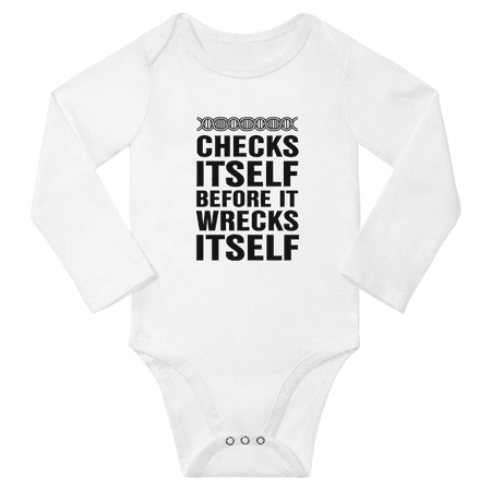 

DNA Checks Itself Before It Wrecks Itself Cute Baby Long Sleeve Bodysuit Boy Girl Unisex (White 18-24M)