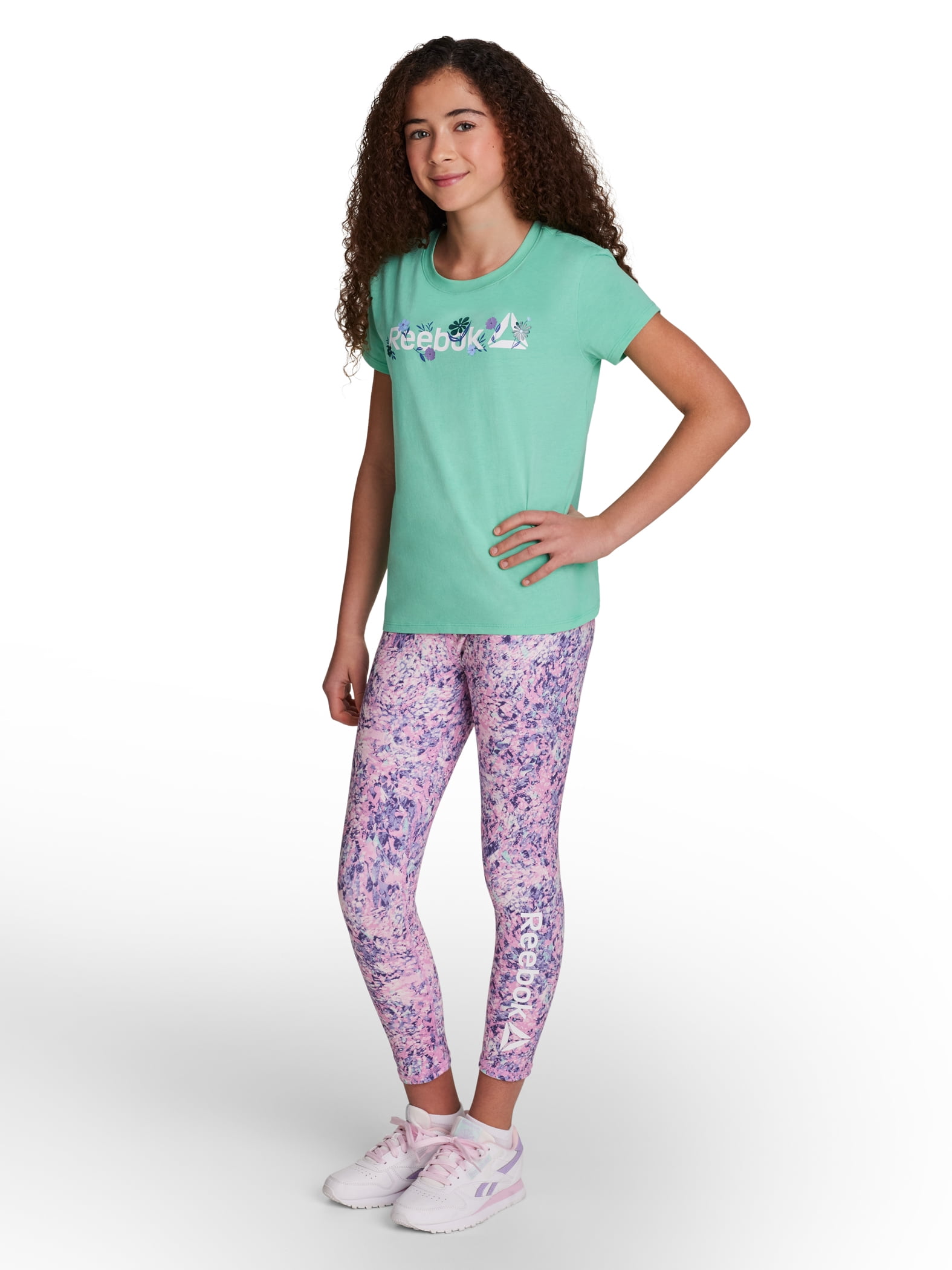 Reebok Girl’s Printed Short Sleeve Graphic T-Shirt, Sizes 4-18