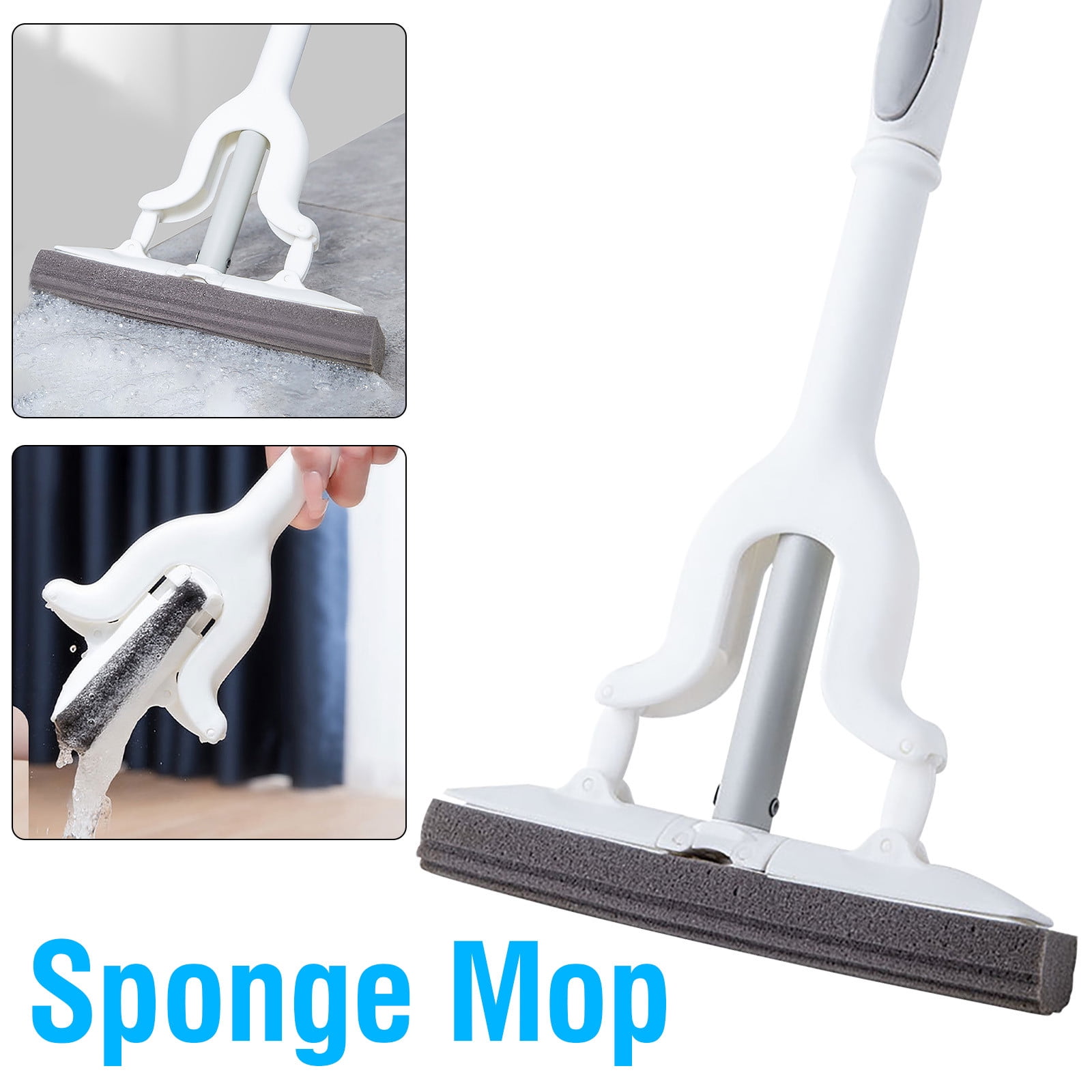 Telescopic Sponge Mop With 29cm Stainless Steel Pole, Sponge Squeegee Mop,  Foldable And Water Squeezing, Water Absorbing Mop