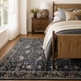 thumbnail image 3 of Lahome Decor 5'x7' Floral Area Rug for Living Room ,Area Rug 5x7ft ,Non Slip Machine Washable Rugs ,Vintage Black Rug Low Pile Boho Bird Rug for Bedroom Dining Room Office Farmhouse,Black, 3 of 9