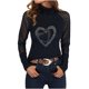 thumbnail image 1 of Moda mujer cuello alto ahueca hacia fuera la camiseta de manga larga otoño blusa sólida Tops Fridja  hkj3914, 1 of 5