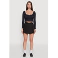 thumbnail image 3 of Womens Lace Detail Scoop Neck Long Sleeve Crop Top, 3 of 5
