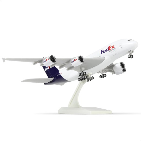 NUOTIE 1/240 Compatible for FedEx A380 Airplane Model Kits (30cm L) for Airbus A380 Resin Plane Model with Display Stand for Adult Aviation Gift or Display Decoration