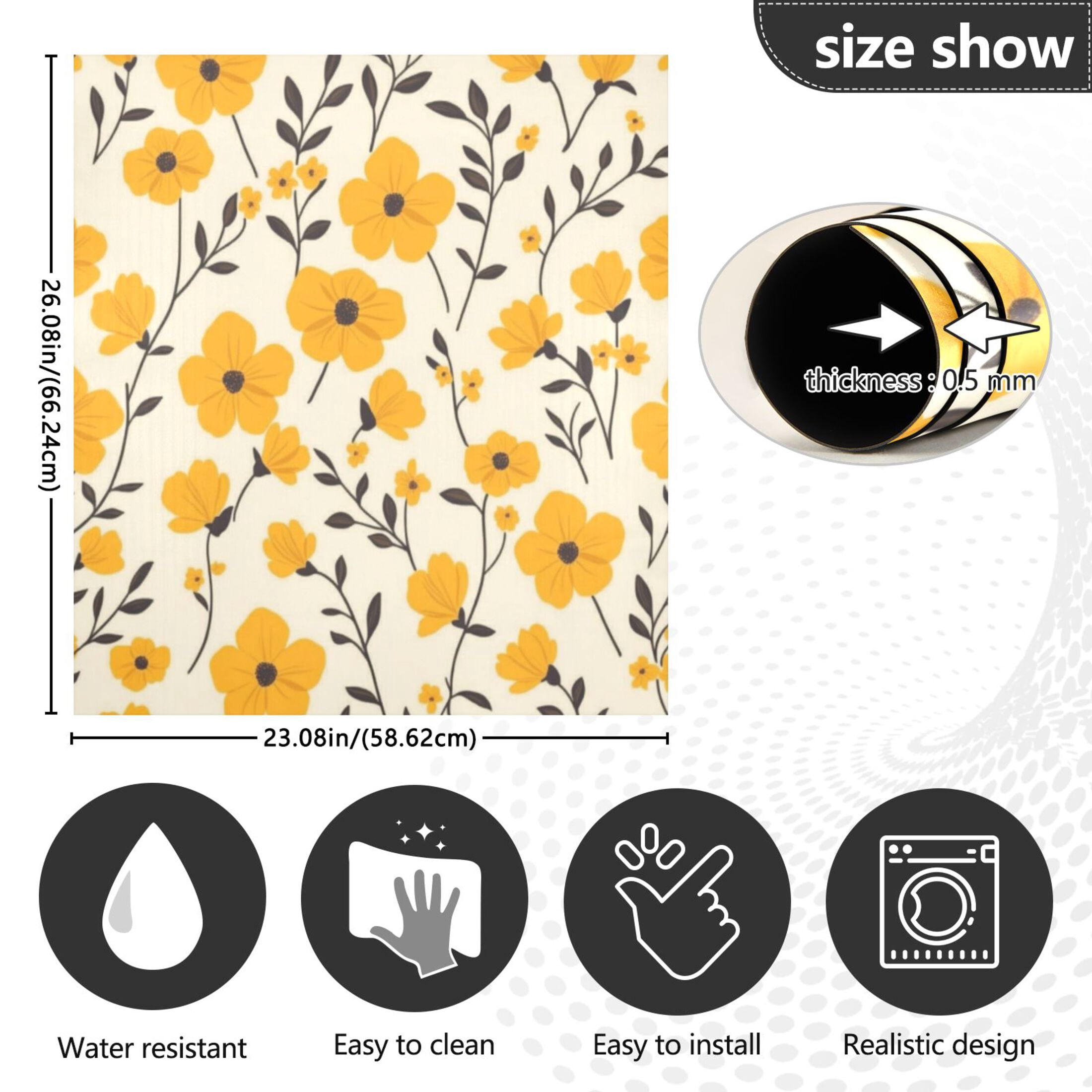 Dishwasher Magnetic Sticker 23x26 Inch Refrigerator Magnetic Sticker Washing Machine Magnetic Sticker Kitchen Panel Magnetic Sticker Home Decor Lovely Yellow Flowers