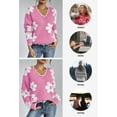 thumbnail image 2 of Pink Queen 2026 Women's OversizedSweaters V Neck Fuzzy Loose Long Sleeve Pullover Jumper Tops S-XL, 2 of 8