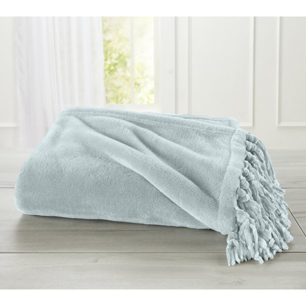 Raya Collection Ultra Velvet Plush Fringe Throw Blanket