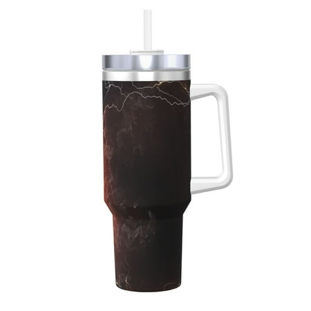

Gaeub Tennis Ball On Fire And Water Print Stainless Steel Hot/Cold Coffee Cup 40oz Ice Bully Cup With Handle And Straw Travel Coffee Cup