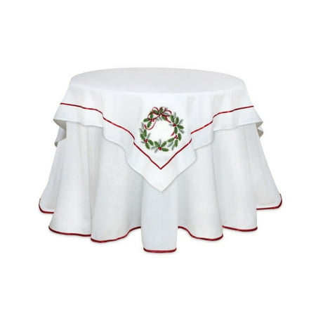 pack of 2 red and green holly wreath square christmas holiday tablecloth table toppers 54 - Square Christmas Tablecloth pack of 2 red and green holly wreath square christmas holiday tablecloth table toppers 54 - Square Christmas Tablecloth