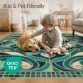 thumbnail image 4 of ODIKA Turtle Stained Mosaic Ocean Border Entryway Teal Beachy Nautical Flowing Dynamic for Playroom, Bedroom, Reading Nook, Pet Friendly & Kids Safe Play, 4 of 7