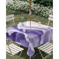 thumbnail image 2 of Purple Waves Coastal Outdoor Tablecloth with Umbrella Hole, PurpleOmbre Summer Beach Oceans Spillproof Waterproof Outdoor Table Cover, Patio Tablecloths for Party/Garden/Picnic, Square 60"x60", 2 of 9