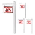 thumbnail image 1 of Gymax 4 PCS 6' UPVC Real Estate Sign Post Open House Yard Home for Sale White W/Stake, 1 of 9