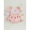 thumbnail image 3 of Binshrliy Infant Girls Christmas Princess Dress Clothes 3M 6M 12M 18M Baby Girls Strawberry Embroidery Short Sleeve Rompers Dress with Headband Autumn Clothing for Newborn Girls, 3 of 6