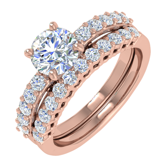 1 Carat Diamond Bridal Ring Band Set in 14K Rose Gold (Ring Size 10.75)