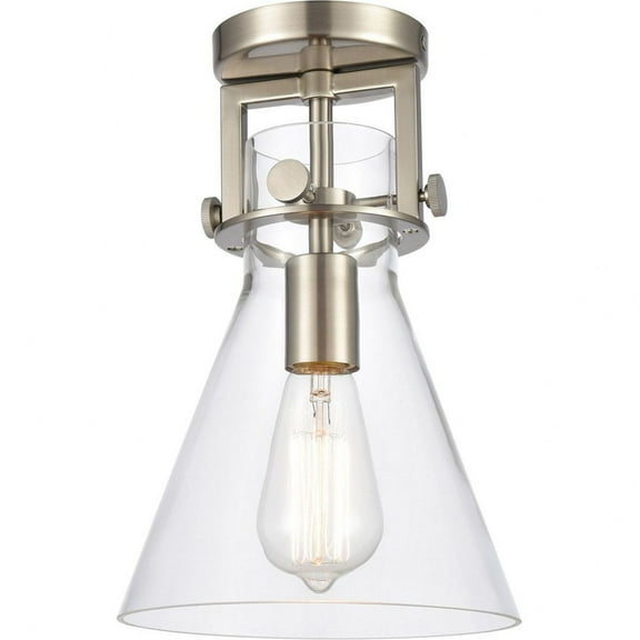 411-1F-SN-8CL Innovations Lighting Newton-One Light Flush Mount-8 Inches Wide by 12.5 Inches High-Brushed Satin Nickel Finish