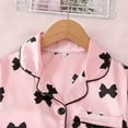 thumbnail image 5 of OGLCCG Girls Silk Satin Pajama Set Short Sleeve Button Down Sleepwear and Shorts Cute Bow Prinetd Sleepwear Pjs Sets for Kids 8-12 Years, 5 of 5