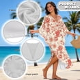 thumbnail image 6 of Xixirimido Pink Peony Floral Print Kaftan Dresses for Women Plus Size V Neck Caftans Long Batwing Sleeve Beach Cover Ups Summer Beach Dress, 6 of 7