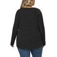 thumbnail image 3 of NISVIYA Women's Plus Size Fall High-Low Knit Sweater - Long Sleeve Crew Neck Comfy Pullover Black, 3 of 5