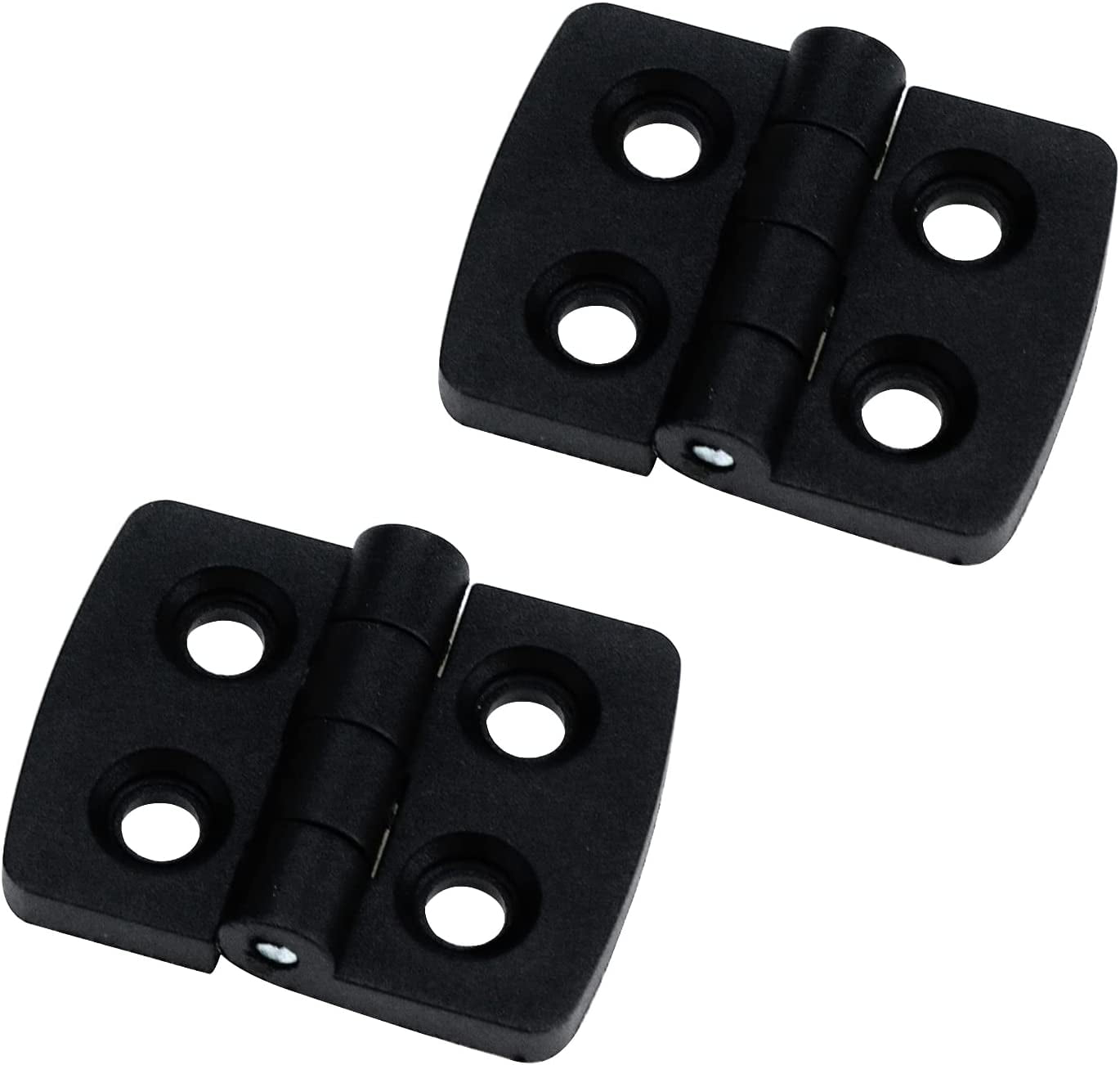 2 Pack 40mmx31mm 4 Countersunk Holes Plastic 180 Degree Hinge Black