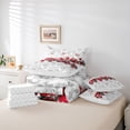 thumbnail image 6 of Castle Fairy Flower Rose Bedding Comforter Set 7 Pieces for Female Men Adults,Chic Floral Blossoms Full Bedding Set Lightweight,Grey Red Fitted Sheet Flat Sheet,Breathable Home Decor,Reversible, 6 of 8