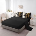 thumbnail image 5 of jejeloiu Abstract Geometric Striped 7pcs Bedding Comforter Set,Gold Black Gray Queen Bedding Sets For Men Women Reversible, 5 of 8