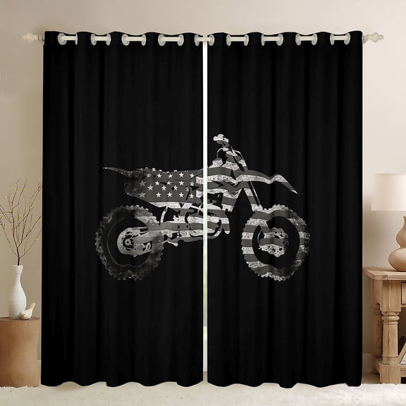 jejeloiu Extreme Dirt Bike Black Out Curtains,Gray Black Curtains Pack of 2 (42x63 Each) For Boys Kids