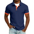 thumbnail image 2 of Yifymode Men's Slim Fit Short Sleeve Polo Shirt, Contrast Collar Button Placket Soft Knit Casual Top Dark Blue 3XL, 2 of 4