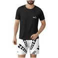 thumbnail image 1 of Ensembles de Pyjamas 2 Pcs pour Hommes Ultra Doux Texturés Costumes Athlétiques Extensibles Col Rond Manches Courtes Chemises Athlétiques Extensibles Séchage Rapide Vêtements de Détente Shorts Ensembles d'Été Hommes 2 Pcs Chemise de Nuit, 1 of 6