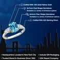 thumbnail image 2 of Gem Stone King 925 Silver and 10K Yellow Gold Swiss Blue Topaz and White Moissanite Engagement Ring for Women | 3.05 Cttw | Oval Checkerboard 9X7MM | Gemstone November Birthstone | Size 6, 2 of 7