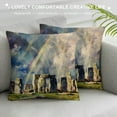 thumbnail image 3 of Orinice Rainbow Stonehenge Field Graphic Decorative Cushion Throw Pillow Cover for Home Couch Living Room Bed Sofa 1PC Set 18x18in, 3 of 5