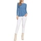 thumbnail image 2 of Suéteres de punto elásticos de manga larga con cuello redondo para mujer, estilo casual y holgado, tops peplum elegantes, color azul M, 2 of 6