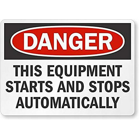 Wall Decor Warning Sign Decor 16x12 Tin Metal Signs Danger: This Equipment Starts and Stops Automatically Safety Sign Novelty Signs