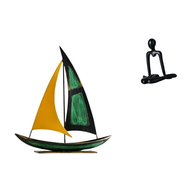 Figura de velero,Escultura de velero de hierro para decoración de oficina y hogar,Figura de escritorio,Escultura abstracta de pensador para decoración de oficina y hogar.,Figura decorativa de