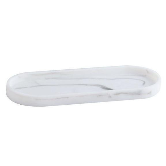 Bathroom Vanity Tray Oval, Toilet Tank Top Tray Non Slip, Resin Storage Dish for Soaps, Candles