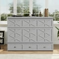 thumbnail image 2 of Queen Size Murphy Bed with Storage Drawers & USB Charging, Space-Saving Wall Bed Cabinet with Electrical Outlets, Modern Fold-Down Bed for Small Spaces, Brushed Gray, 2 of 11