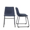 thumbnail image 4 of Navy Bar Stools Set of 2, Urban Industrial Faux Leather Armless Counter Stools with 19" Seat Height & Black Metal Legs, 4 of 6