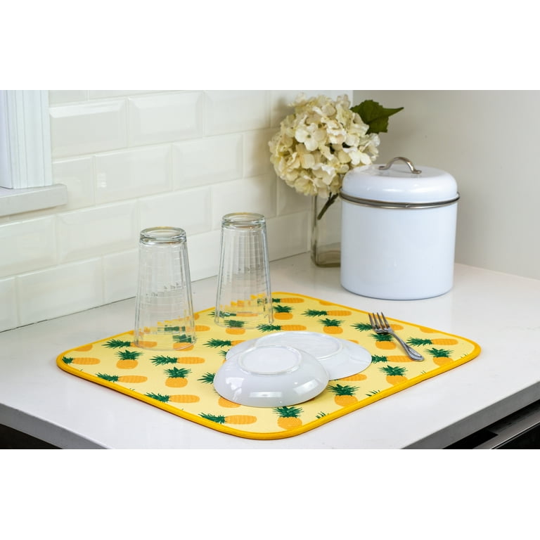 Miirene Absorbent Reversible Microfiber Dish Drying Mat - 16\ X 18\ -  Lemons 
