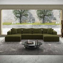 162" Cloud Couch, Green Modern Upholstered Sectional Couches for Living Room, Free Combination L Shaped Sofa Set with 6 Pillows, Oversized Design
