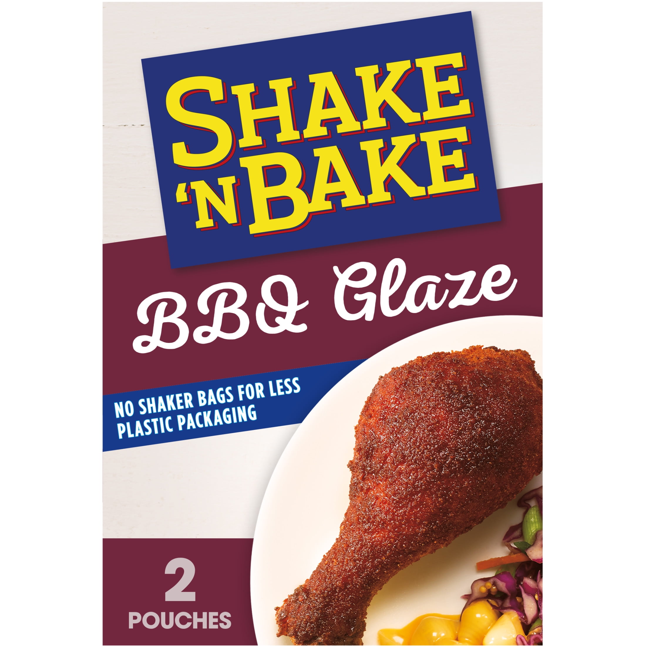 (2 pack) Shake 'N Bake BBQ Glaze Seasoned Coating Mix, 6 oz Box, 2 Count Packets