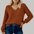 thumbnail image 2 of UJNDER Women's Solid Color Long Sleeve Knit Sweater Soft Comfortable Pullover Top for Fall Casual Outfits Brown M, 2 of 5
