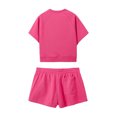 thumbnail image 4 of HH TRAF - Conjunto de pantalones cortos de verano para mujer, camiseta de manga corta de punto con cuello redondo y bolsillos de cintura alta y cintura elástica, color rojo rosa, 4 of 5