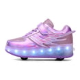 thumbnail image 3 of Kids Wheels Shoes with Lights Rechargeable Roller Skates Shoes Retractable Wheels Shoe LED Flashing Sneakers for Girls Boys Gift, 3 of 14