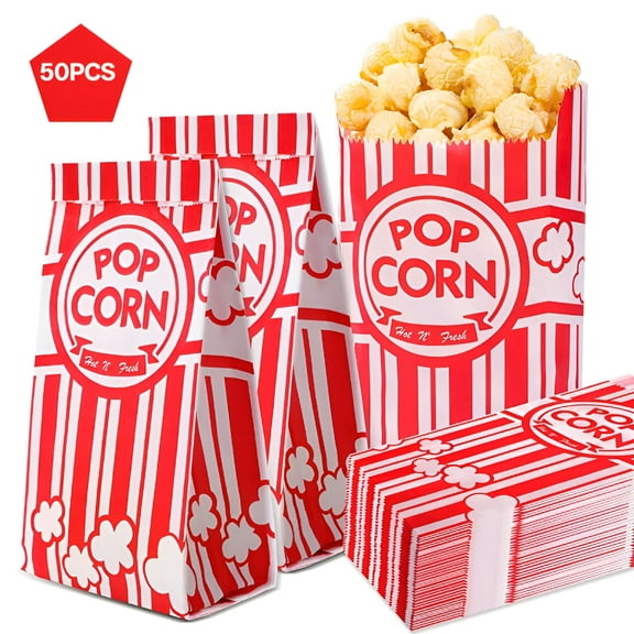 CCOCC Paper Popcorn Bags,50 Pack 1oz Popcorn Bags Individual Servings,Popcorn Bags Bulk for Popcorn Machine,Party,Movie Nights,Carnival Party