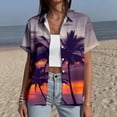 thumbnail image 4 of Yopmin Hawaiian Shirts Womens Palm Tree Lapel Button Down Short Sleeve Beach Shirts Summer Basic Tops for Travel, 4 of 7