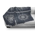 thumbnail image 3 of Compass Soft Flannel Fleece Throw Blanket, White Compasses Navy Blue Background Navigation Sailing Themed Art, Cozy Plush for Indoor and Outdoor Use, 50" x 70", Navy Blue and White, by Ambesonne, 3 of 6